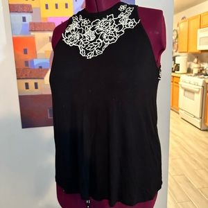 Torrid Black Embroidered Racerback Top